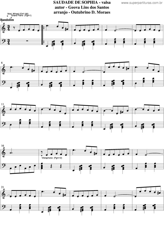 Partitura da música Saudade De Sophia v.2