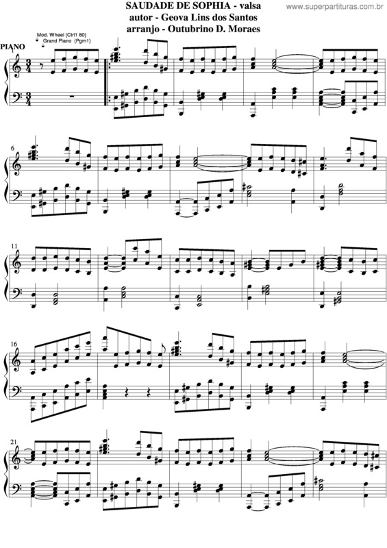 Partitura da música Saudade De Sophia v.3