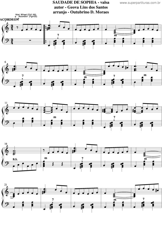 Partitura da música Saudade De Sophia