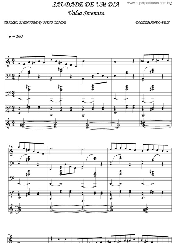 Partitura da música Saudade De Um Dia v.2