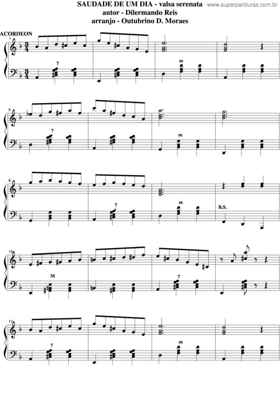 Partitura da música Saudade De Um Dia v.3