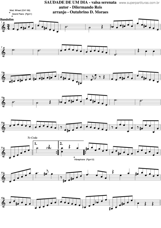 Partitura da música Saudade De Um Dia v.4