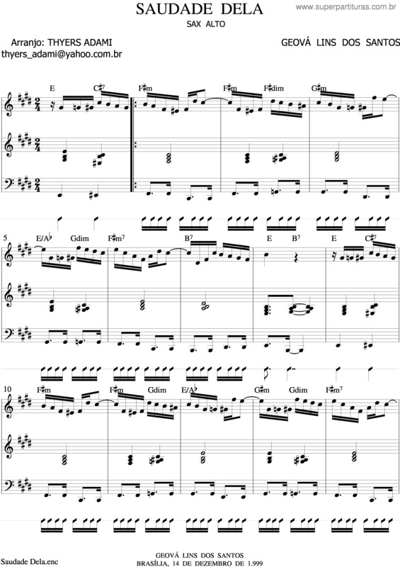 Partitura da música Saudade Dela v.6