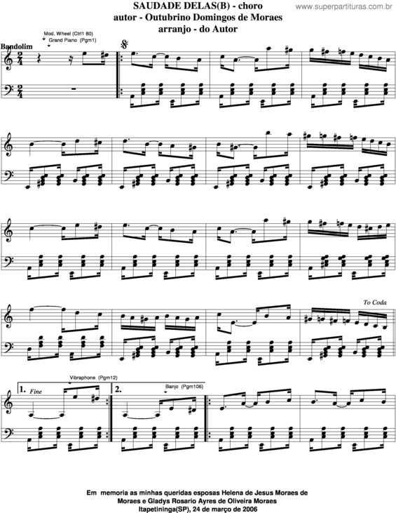 Partitura da música Saudade Delas v.4