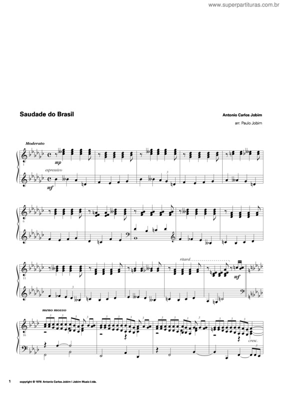 Partitura da música Saudade Do Brasil