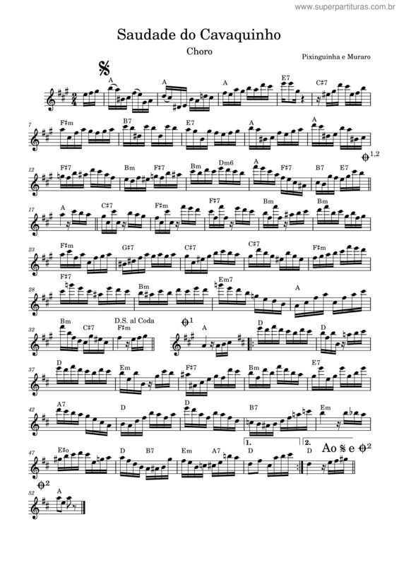 Partitura da música Saudade Do Cavaquinho v.7