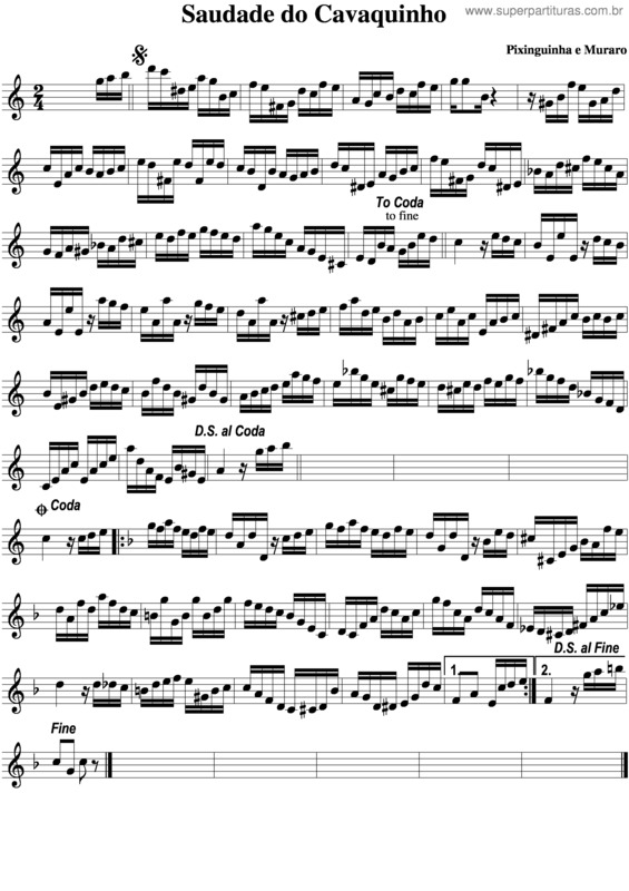 Partitura da música Saudade Do Cavaquinho