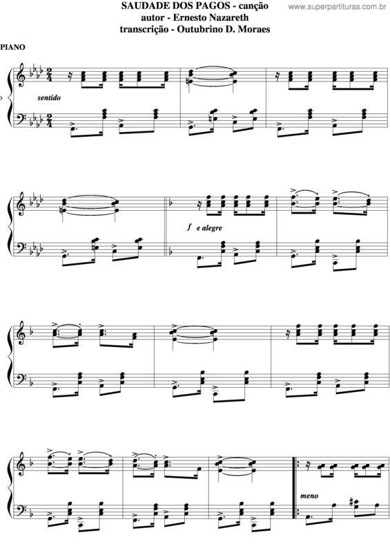 Partitura da música Saudade Dos Pagos v.3