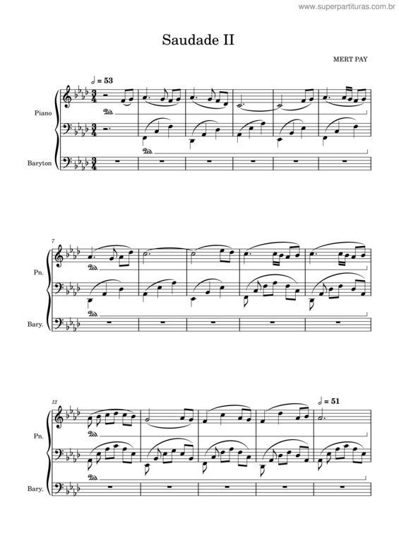 Partitura da música Saudade Ii