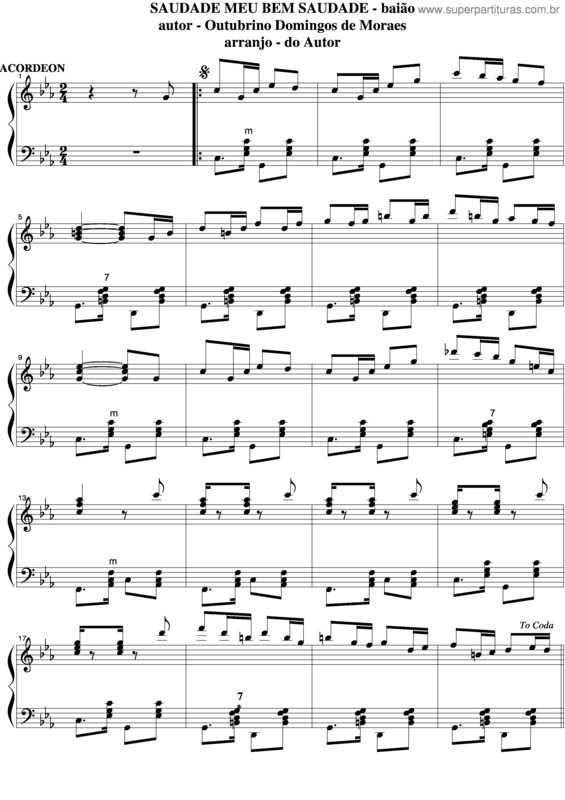 Partitura da música Saudade Meu Bem Saudade v.2