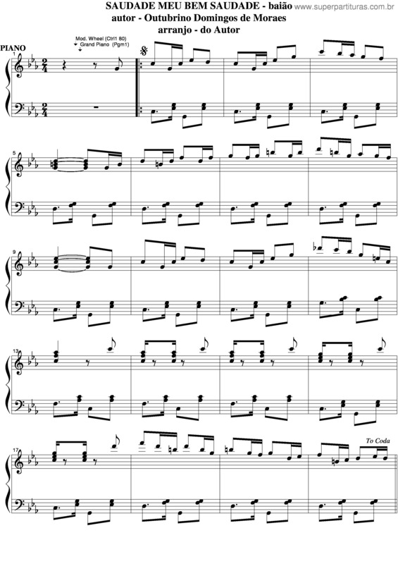 Partitura da música Saudade Meu Bem Saudade v.5