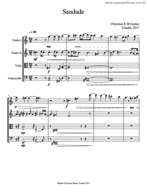 Partitura da música Saudade Part2