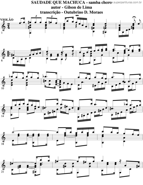 Partitura da música Saudade Que Machuca v.3