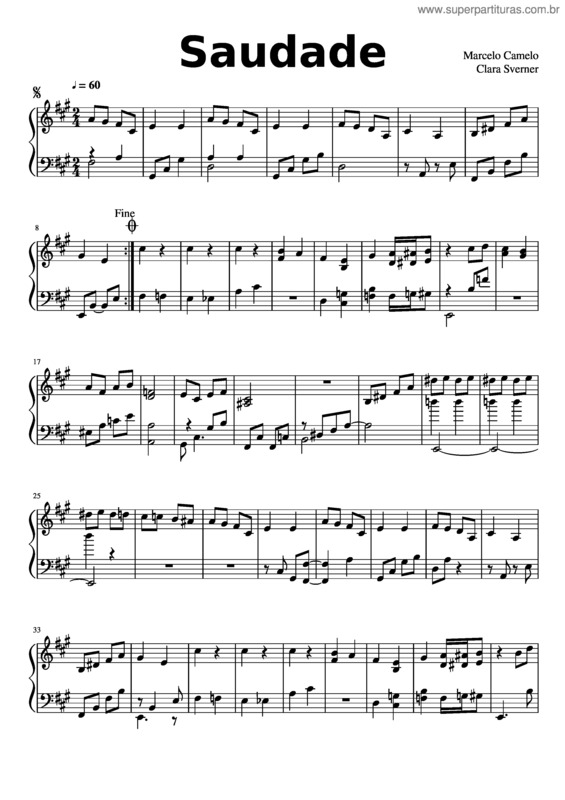 Partitura da música Saudade v.30