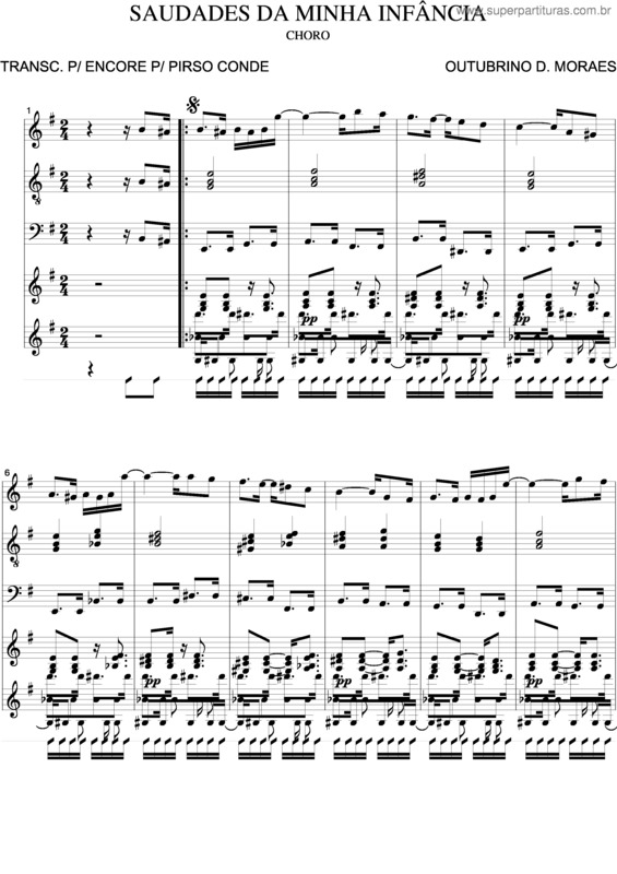 Partitura da música Saudades Da Minha Infância