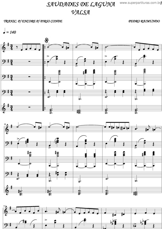 Partitura da música Saudades De Laguna