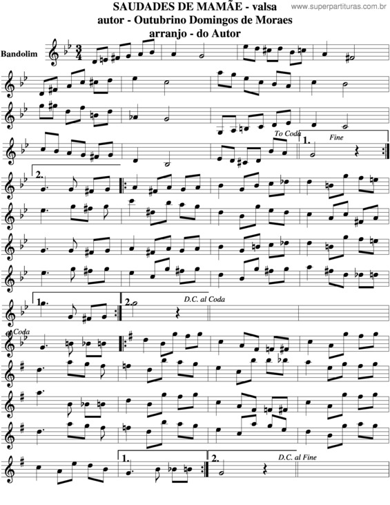 Partitura da música Saudades De Mamãe v.3