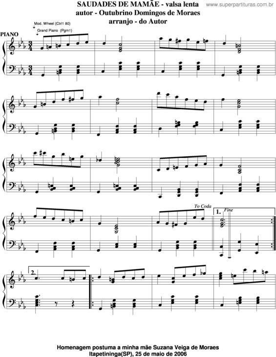 Partitura da música Saudades De Mamãe v.5