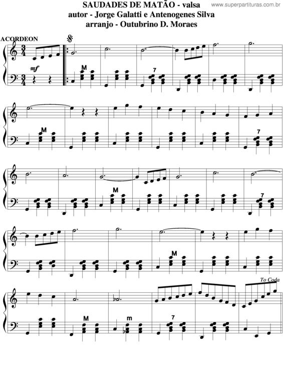 Partitura da música Saudades De Matão v.11