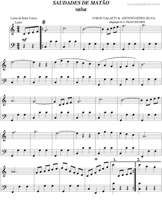 Partitura da música Saudades De Matão v.2