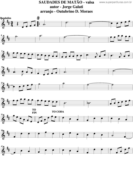 Partitura da música Saudades De Matão v.4