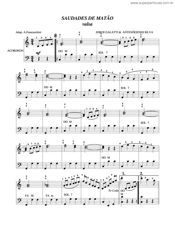 Partitura da música Saudades De Matão v.5