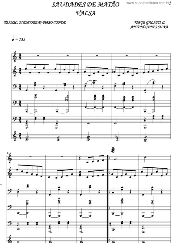 Partitura da música Saudades De Matão v.6