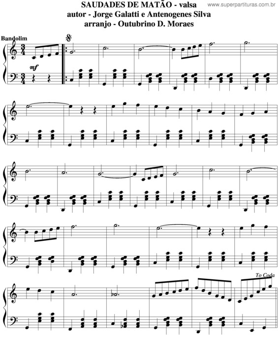 Partitura da música Saudades De Matão v.7