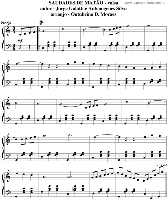 Partitura da música Saudades De Matão v.8