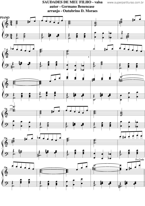 Partitura da música Saudades De Meu Filho v.6