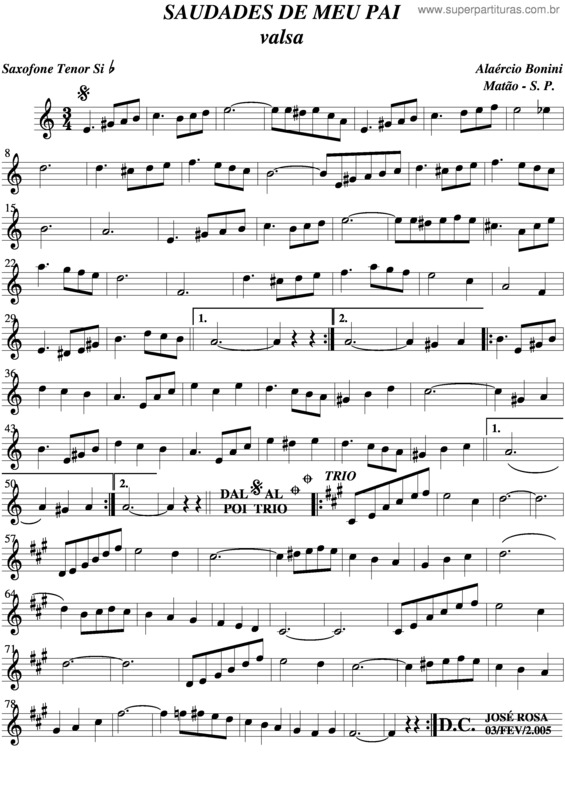 Partitura da música Saudades De Meu Pai