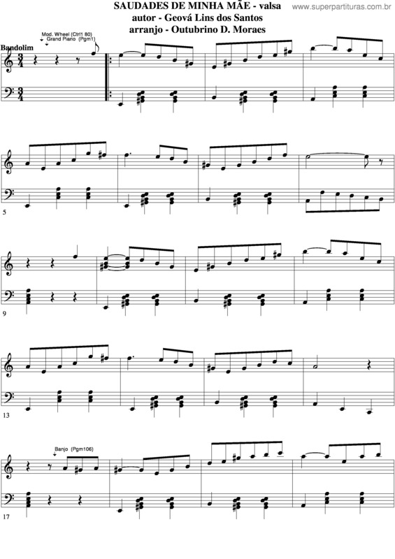 Partitura da música Saudades De Minha Mãe v.3