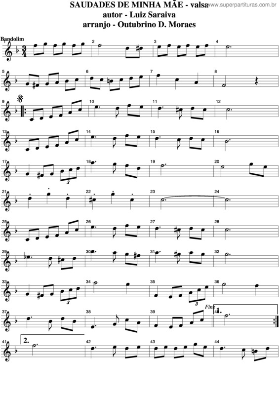 Partitura da música Saudades De Minha Mãe