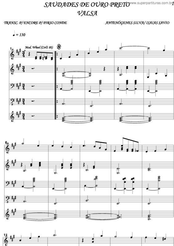 Partitura da música Saudades De Ouro Preto 