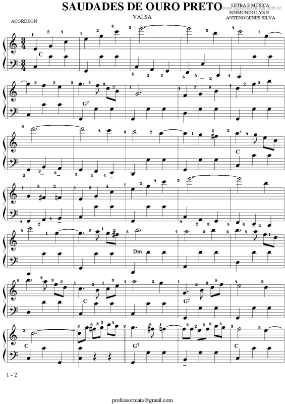 Partitura da música Saudades De Ouro Preto v.2