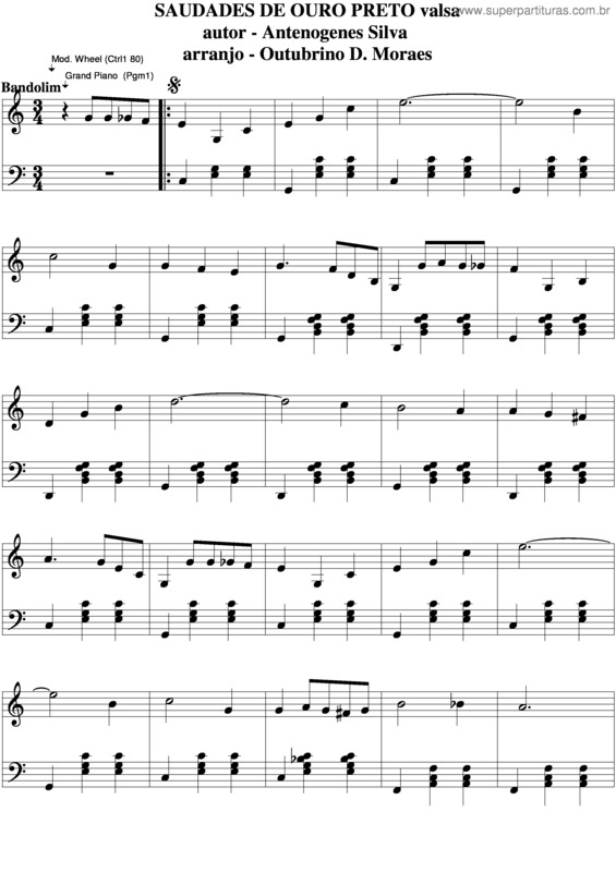 Partitura da música Saudades De Ouro Preto v.6