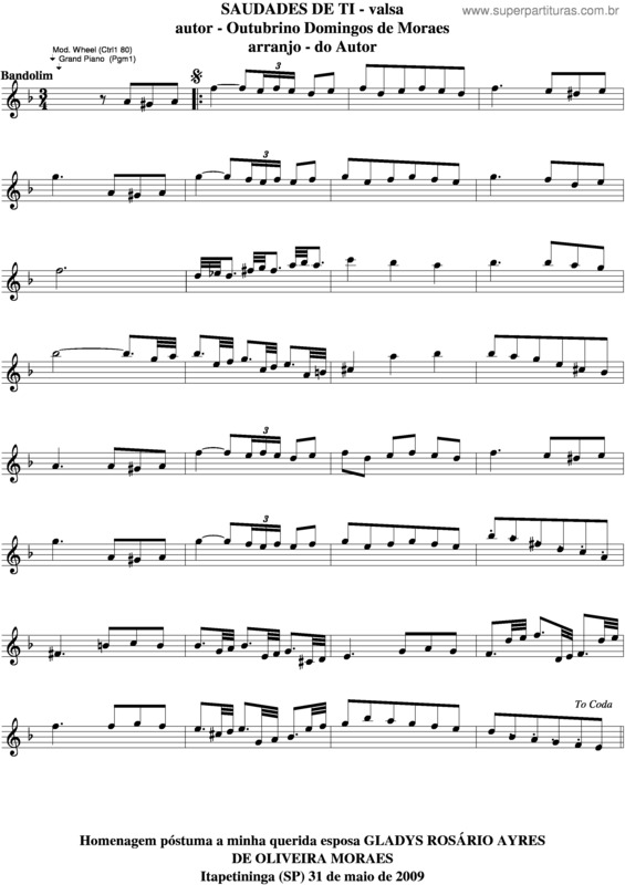 Partitura da música Saudades De Ti v.3