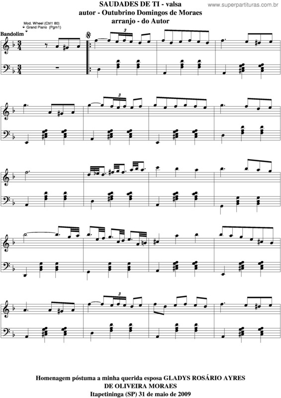 Partitura da música Saudades De Ti v.4