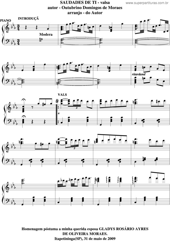 Partitura da música Saudades De Ti v.5