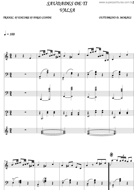 Partitura da música Saudades De Ti