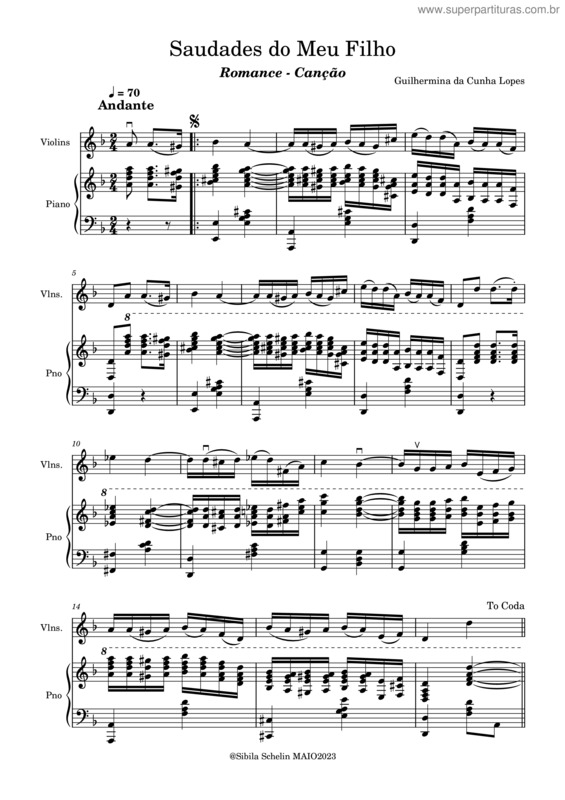 Partitura da música Saudades Do Meu Filho v.2