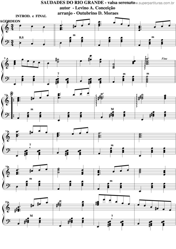 Partitura da música Saudades Do Rio Grande v.3