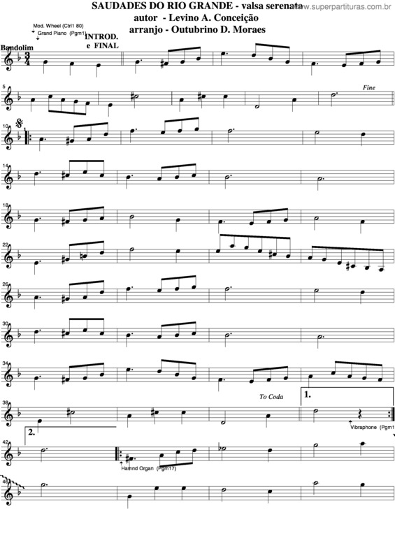 Partitura da música Saudades Do Rio Grande v.4