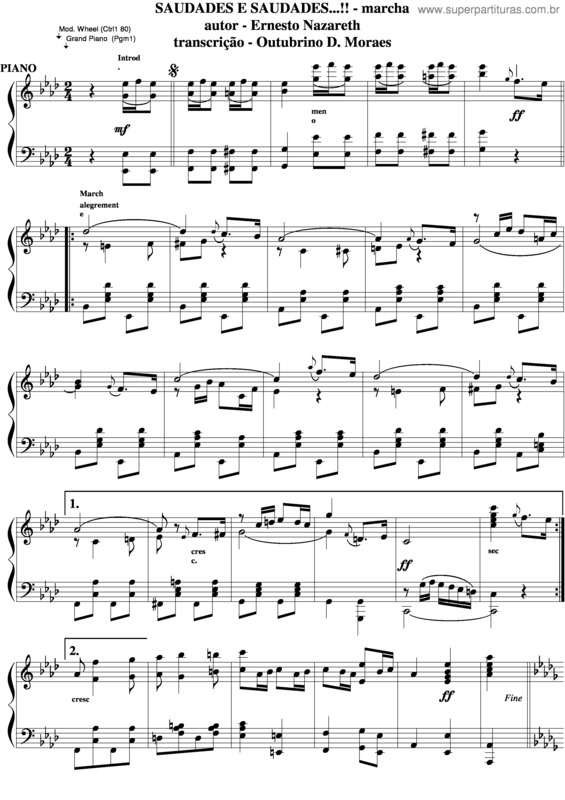 Partitura da música Saudades E Saudades!