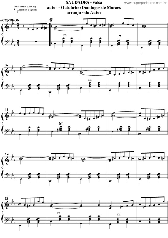 Partitura da música Saudades v.8