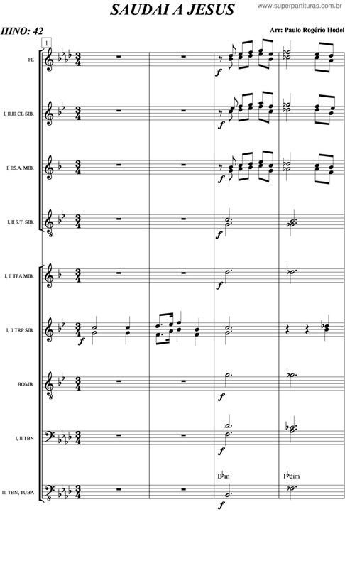 Partitura da música Saudai a Jesus - 42 HC