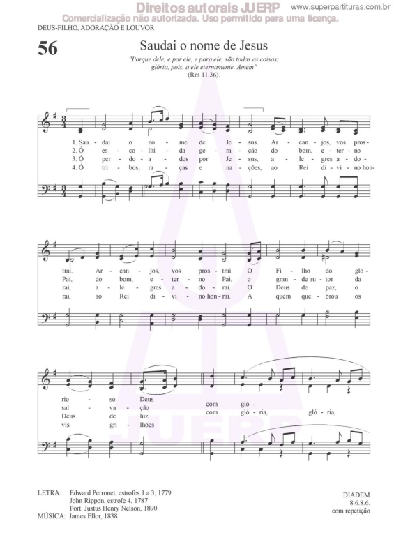 Partitura da música Saudai O Nome De Jesus - 56 HCC v.2