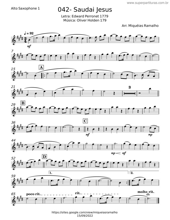 Partitura da música Saudai O Nome De Jesus – Oliver Holden v.2
