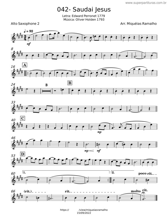 Partitura da música Saudai O Nome De Jesus – Oliver Holden v.3