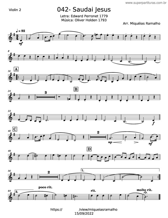 Partitura da música Saudai O Nome De Jesus – Oliver Holden v.7